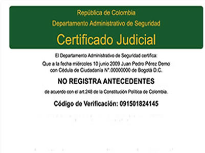 Certificado de antecedentes penales colombia