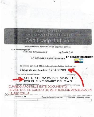 Apostillar el Pasado Judicial colombiano en Argentina