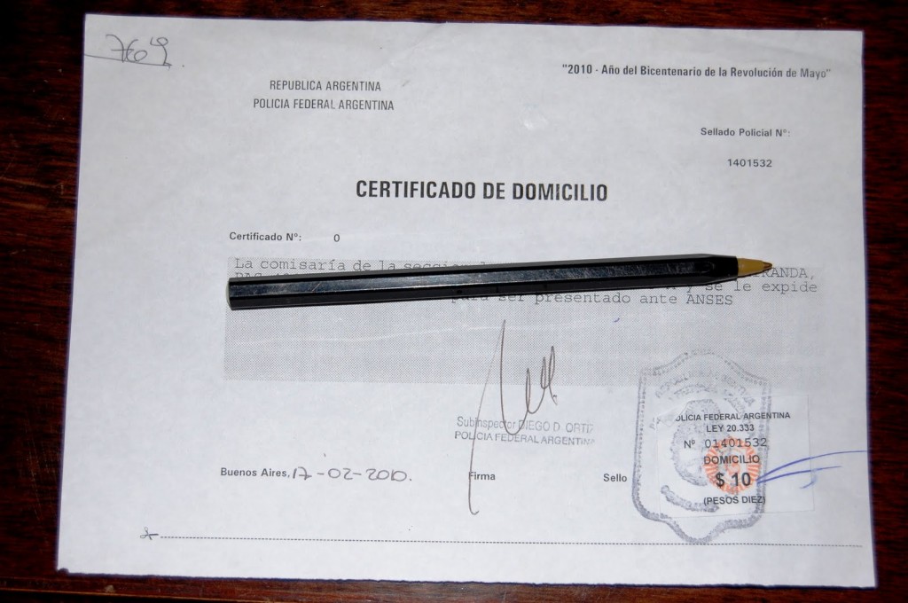Certificado de Domicilio