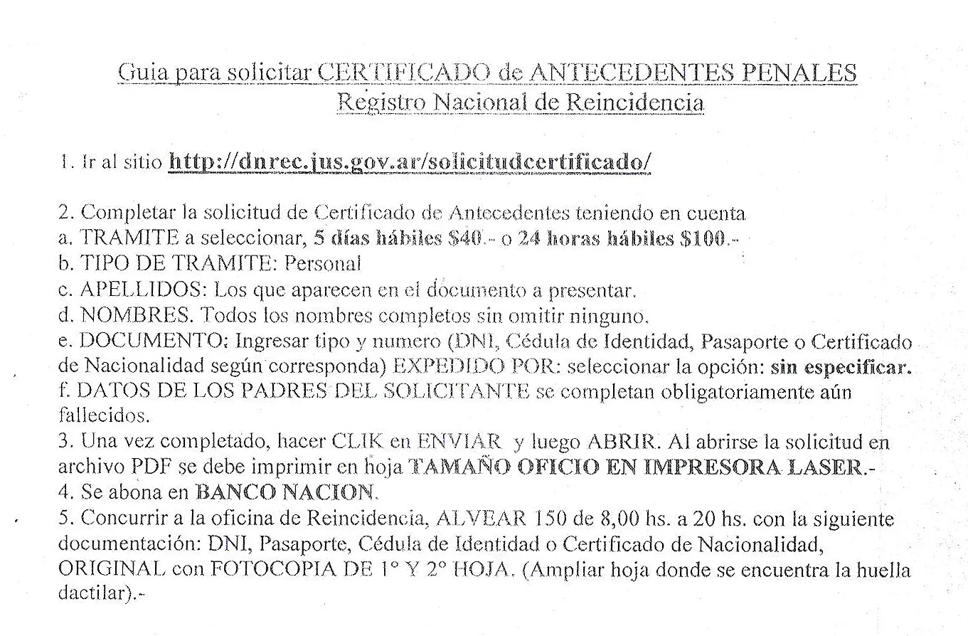 Guia para Certificado penales