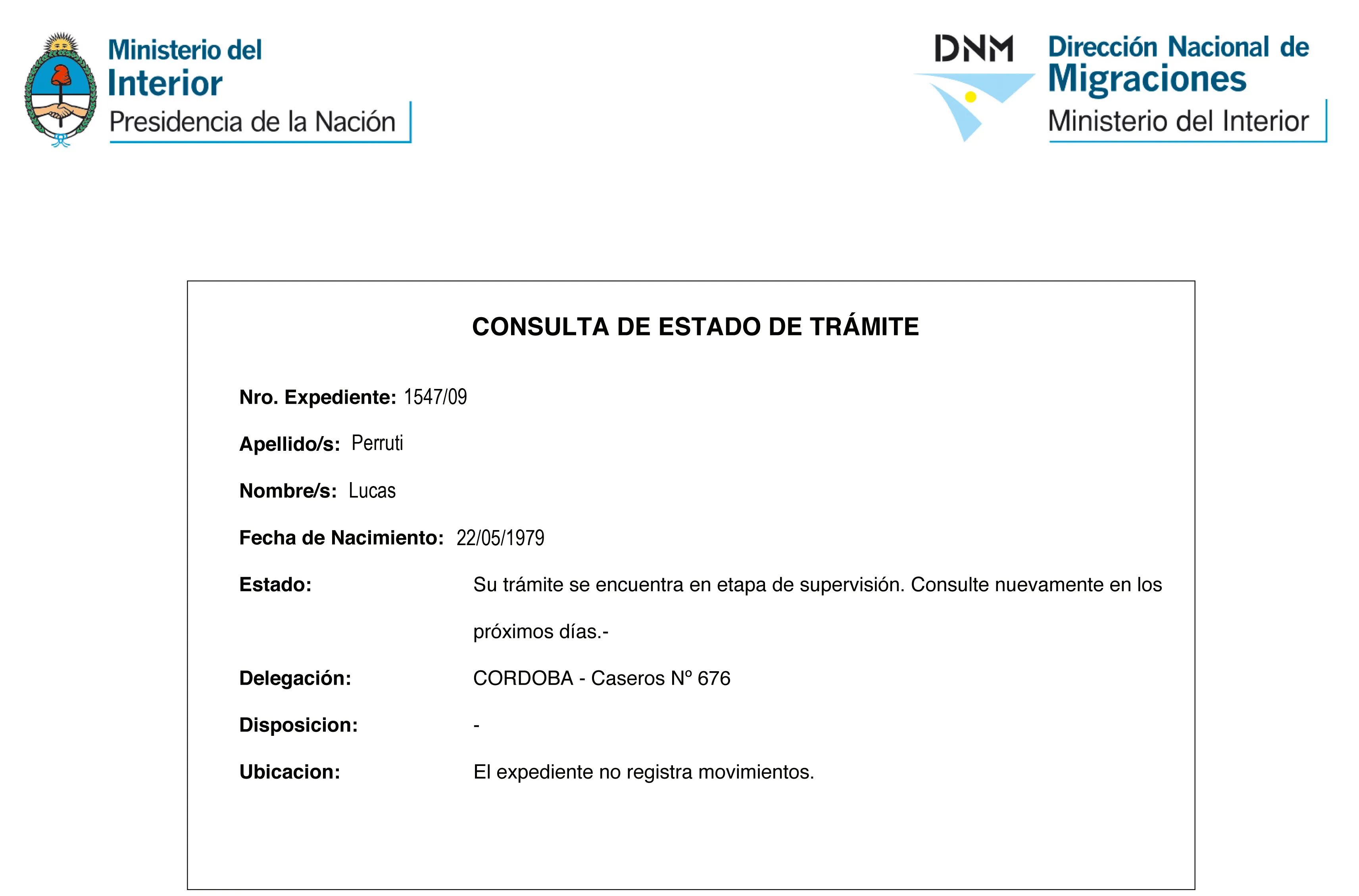 Seguimiento al trámite