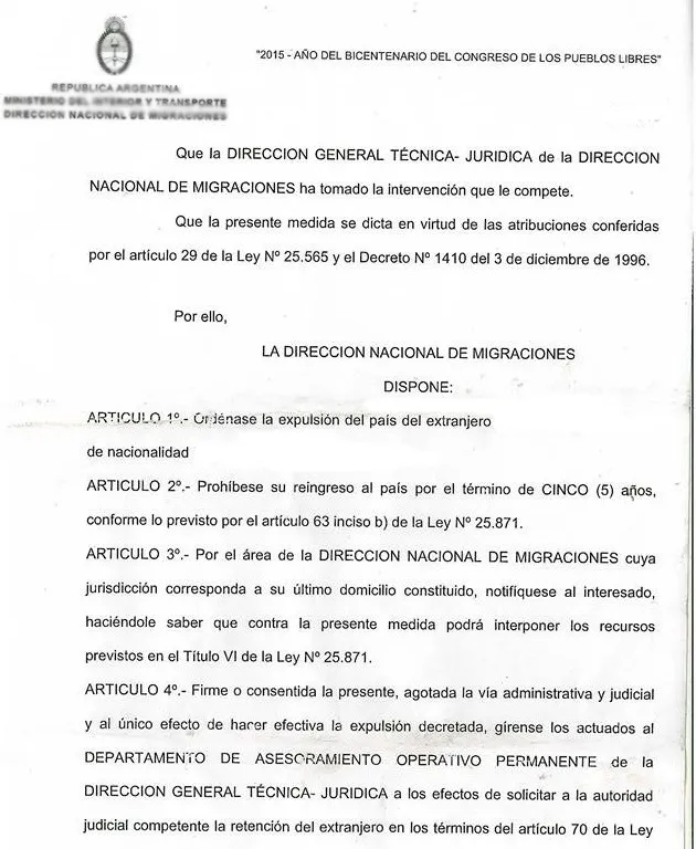 Expulsión de extranjeros irregulares