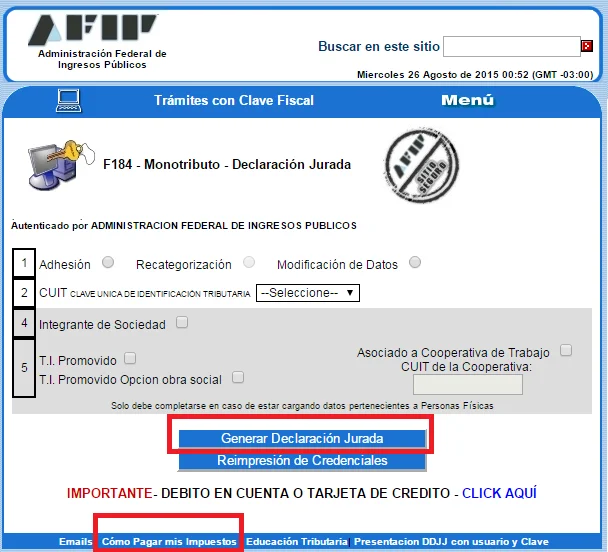 Realizando el proceso del monotributo