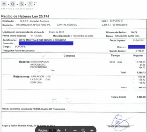 Recibo de Sueldo en Grupo MOST